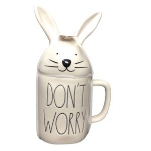 Rae Dunn Easter bunny mug Don’t Worry Be Hoppy Mug NEW